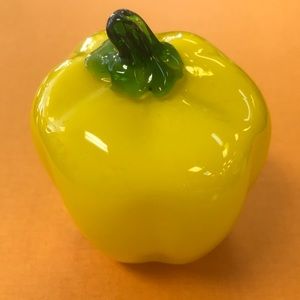 Vintage 4-1/4" Murano Italy Hand Blown Art Glass Yellow‎ Pepper